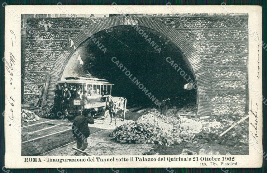 Roma città Inaugurazione Tunnel del Quirinale 1902 Tram cartolina MT2436 – fronte
