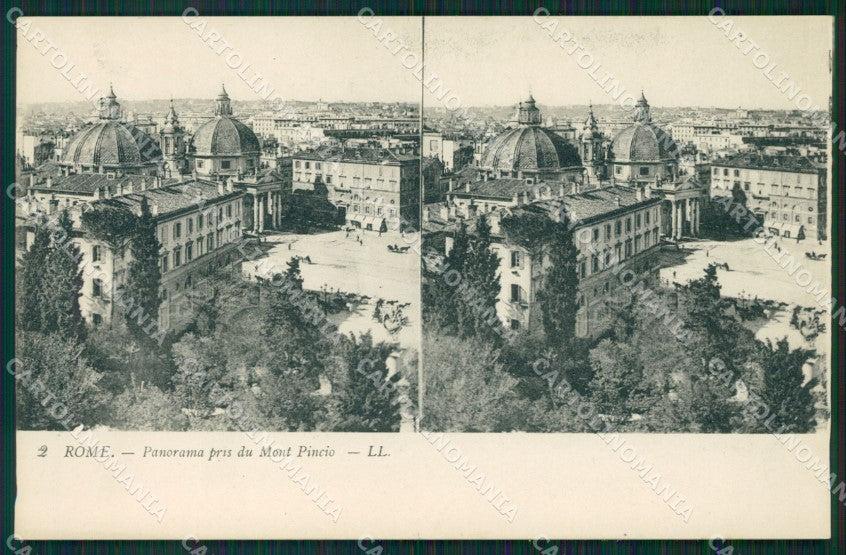 Roma città Pincio Stereo View cartolina MT2445 – fronte