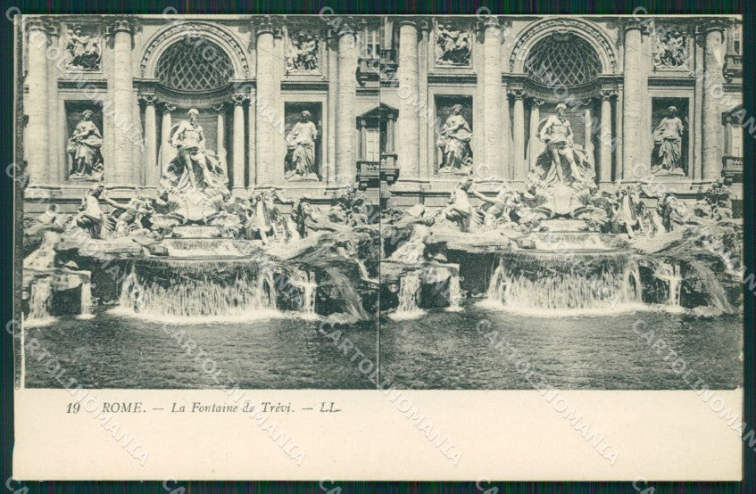 Roma città Fontana di Trevi Stereo View cartolina MT2462 – fronte