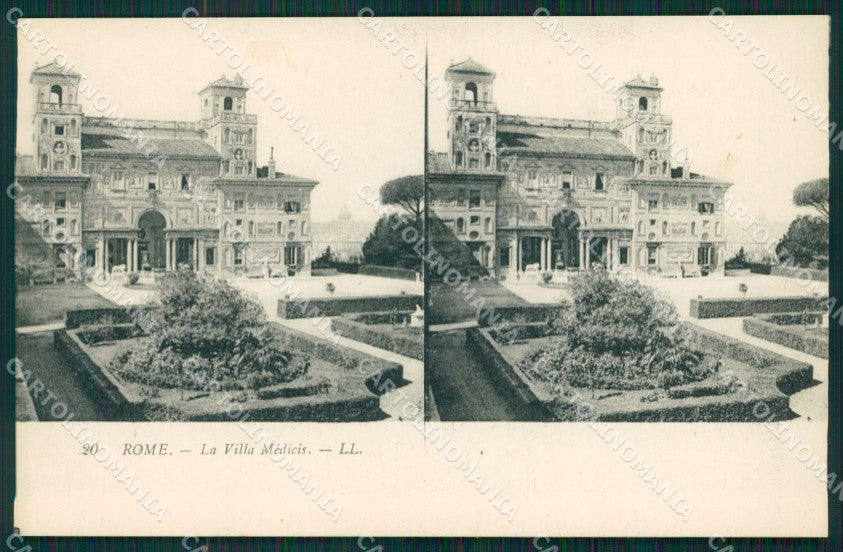 Roma città Villa Medici Stereo View cartolina MT2463 – fronte