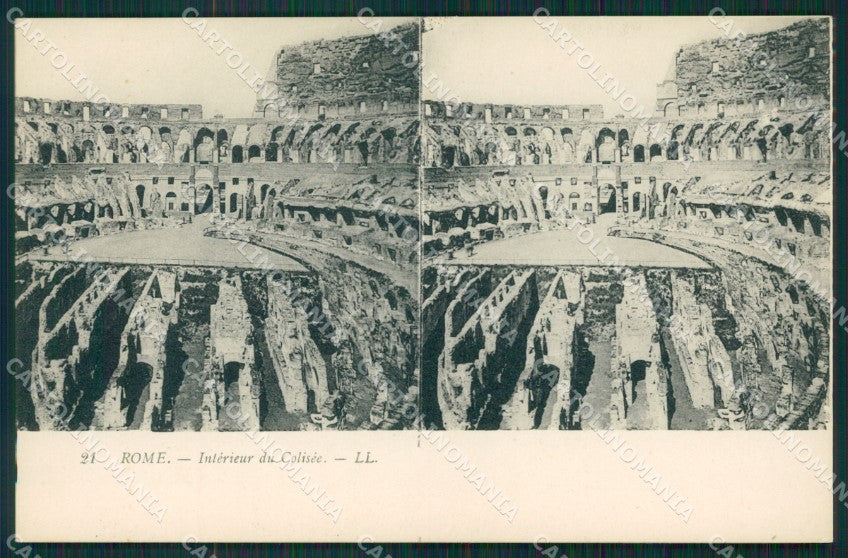 Roma città Colosseo Stereo View cartolina MT2464 – fronte