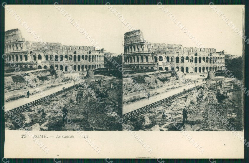 Roma città Colosseo Stereo View cartolina MT2465 – fronte