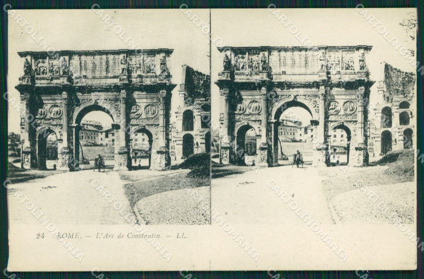 Roma città Arco di Costantino Stereo View cartolina MT2467 – fronte