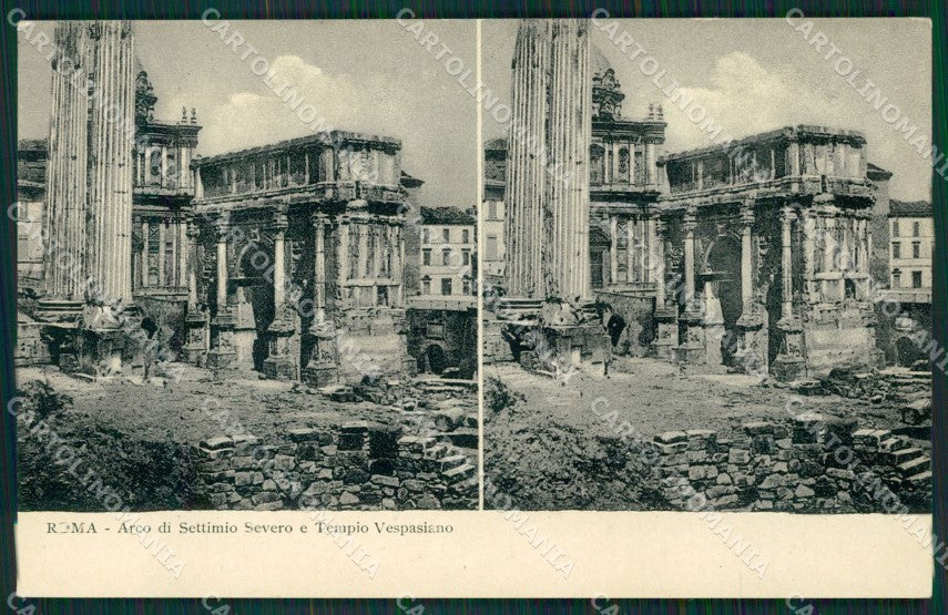 Roma città Settimio Severo Tempio Stereo View Alterocca cartolina MT2469 – fronte