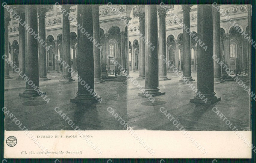 Roma città Basilica San Paolo Stereo View Alterocca 38 cartolina MT2473 – fronte