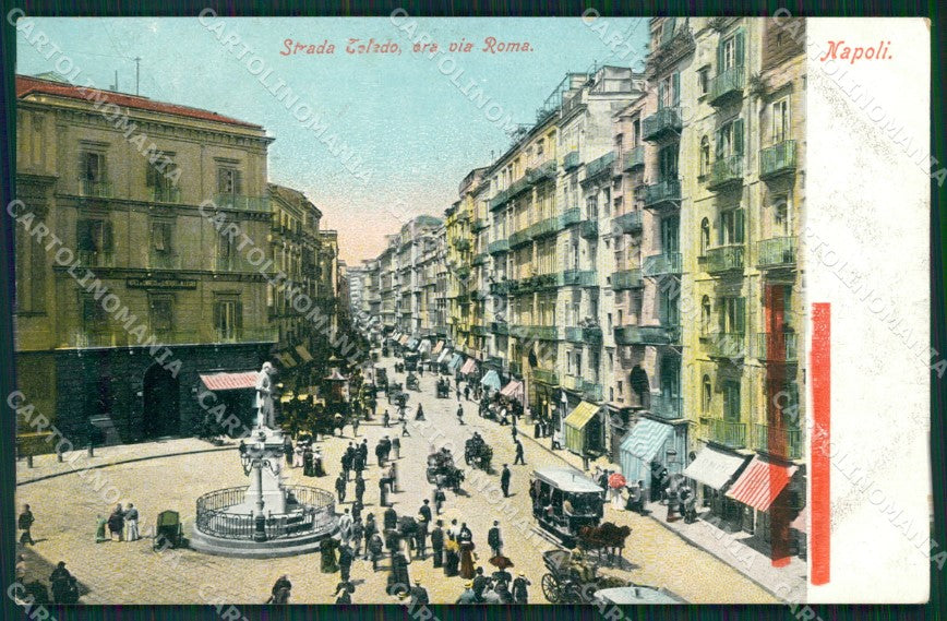 Napoli città Via Roma Tram a Cavalli cartolina MT2529 – fronte