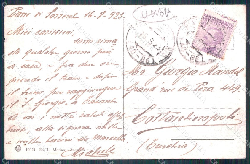 Napoli Sorrento Tarantella Capre ABRASA cartolina MT2560 – retro