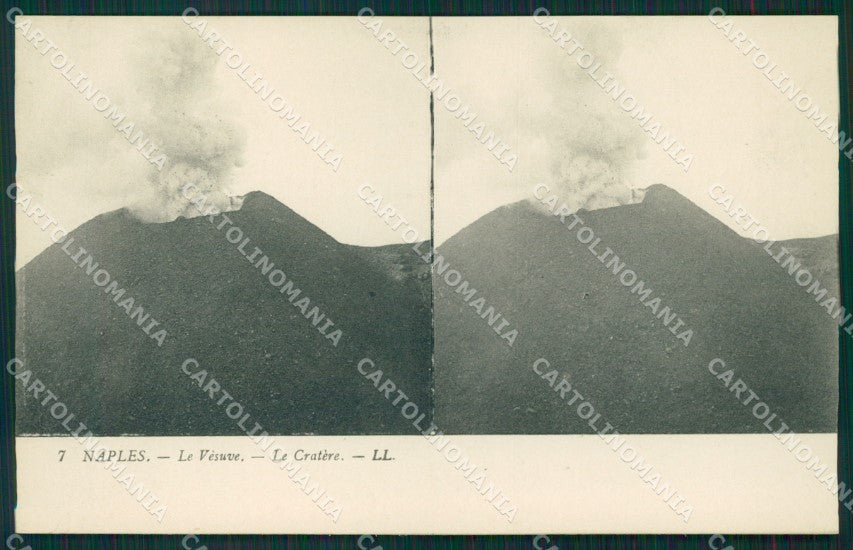 Napoli città Vesuvio Stereo View cartolina MT2589 – fronte