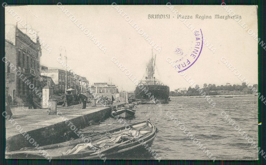 Brindisi città Piazza Regina Margherita Nave cartolina MT2598 – fronte