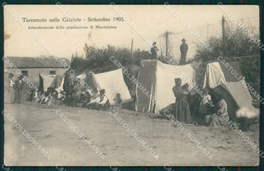 Vibo Valentia Monteleone Terremoto Calabria 1905 Attendamento cartolina MT2605 – fronte