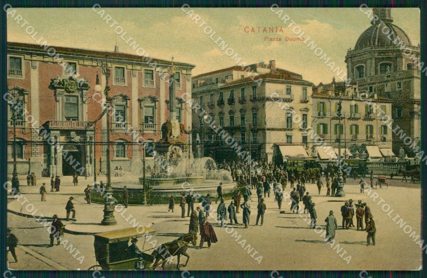 Catania città Piazza Duomo Carrozza PIEGA cartolina MT2610 – fronte