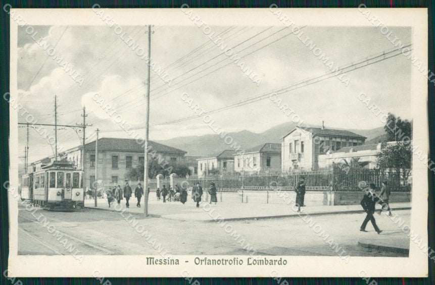 Messina città Orfanotrofio Lombardo Tram cartolina MT2629 – fronte