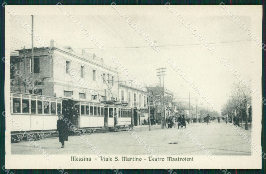 Messina città Via San Martino Teatro Mastroieni Tram cartolina MT2635 – fronte