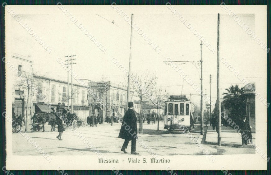 Messina città Viale San Martino Tram cartolina MT2637 – fronte