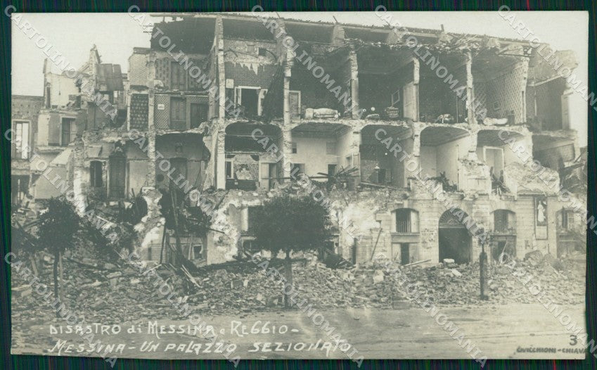Messina città Rovine Terremoto RIFILATA Foto cartolina MT2647 – fronte