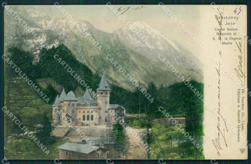 Aosta Gressoney Saint Jean Castel Savoia PIEGATA cartolina MT2712 – fronte