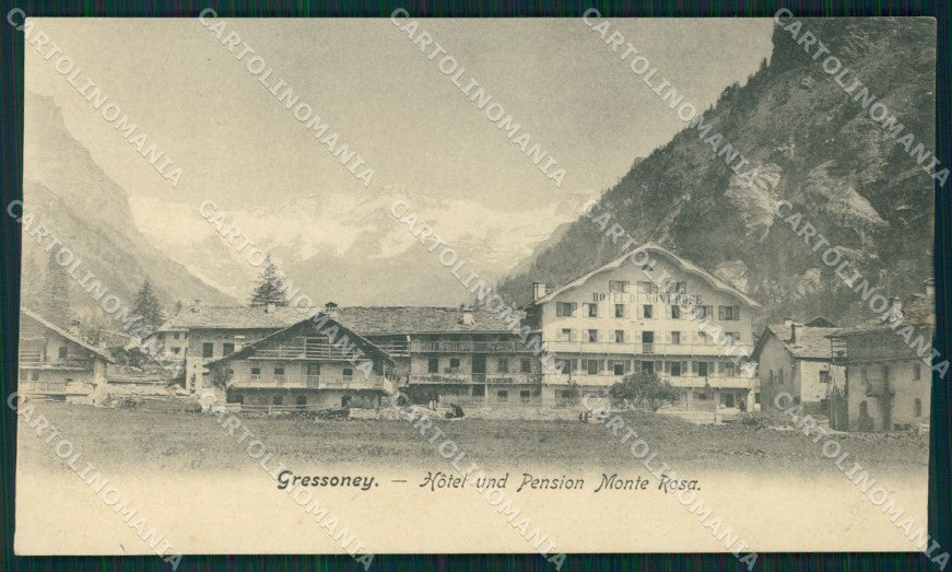 Aosta Gressoney Saint Jean Pensione Monte Rosa SCOLLATA cartolina MT2716 – fronte