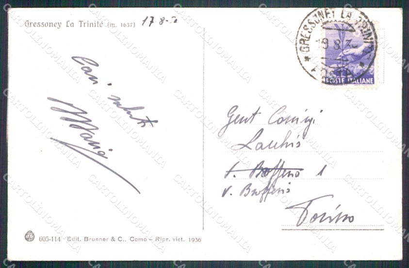 Aosta Gressoney La Trinité cartolina MT2721 – retro