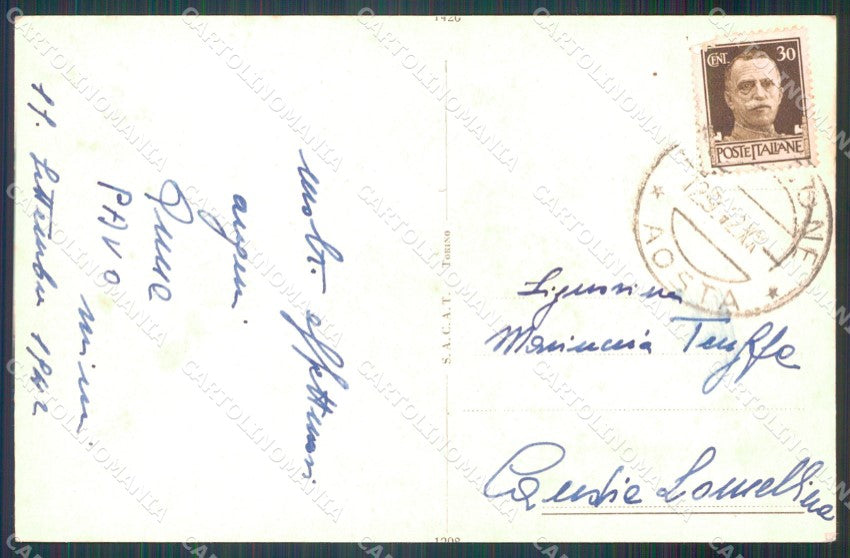 Aosta Brusson Brussone Castello di Graines cartolina MT2736 – retro