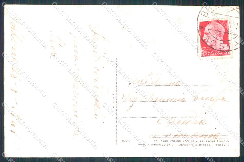 Aosta Brusson Brussone Castello di Graines cartolina MT2737 – retro
