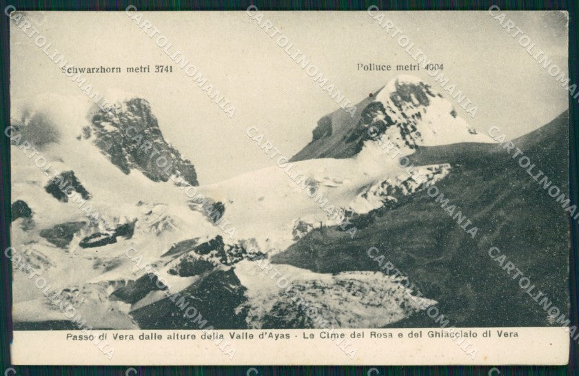 Aosta Valle d'Ayas Cime del Monte Rosa Ghiacciaio Vera cartolina MT2753 – fronte