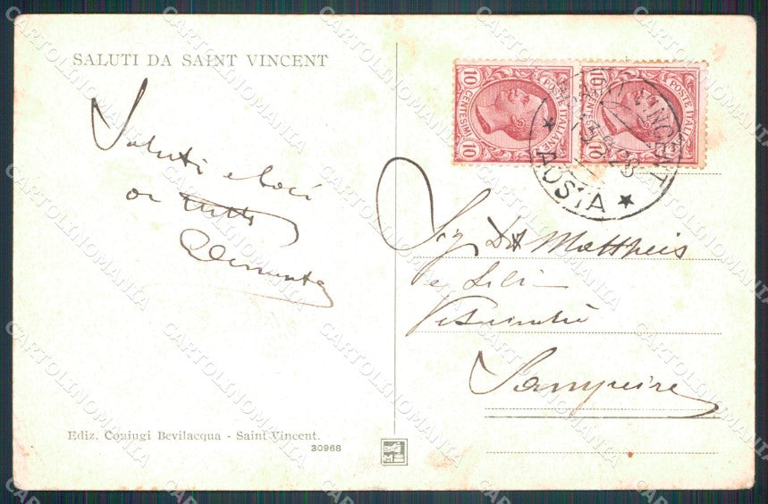 Aosta Saint Vincent PIEGHINA cartolina MT2755 – retro