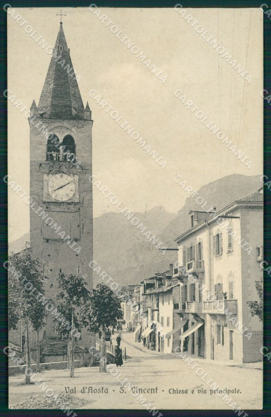 Aosta Saint Vincent Chiesa Parrocchiale SCOLLATA cartolina MT2764 – fronte