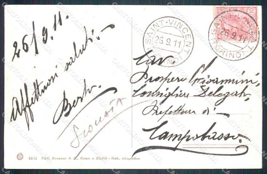 Aosta Saint Vincent Chiesa Parrocchiale SCOLLATA cartolina MT2764 – retro