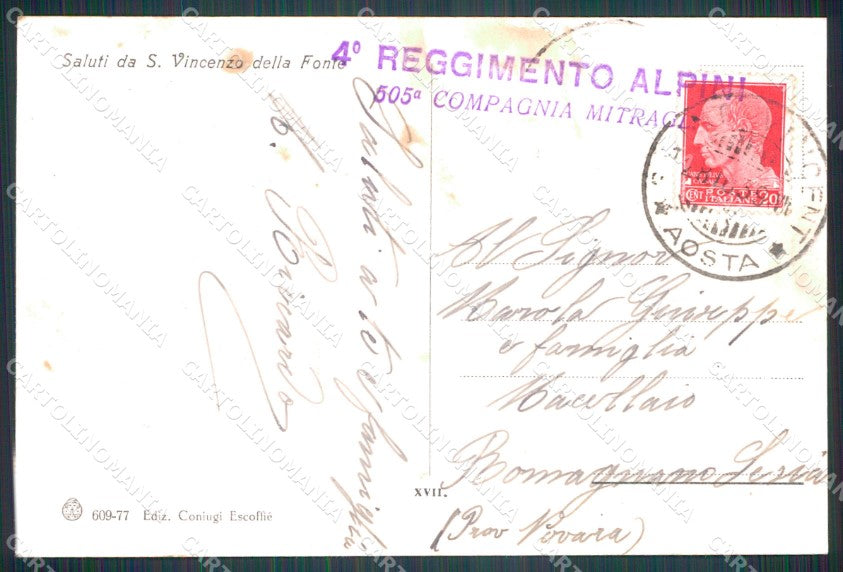 Aosta Saint Vincent San Vincenzo della Fonte cartolina MT2765 – retro