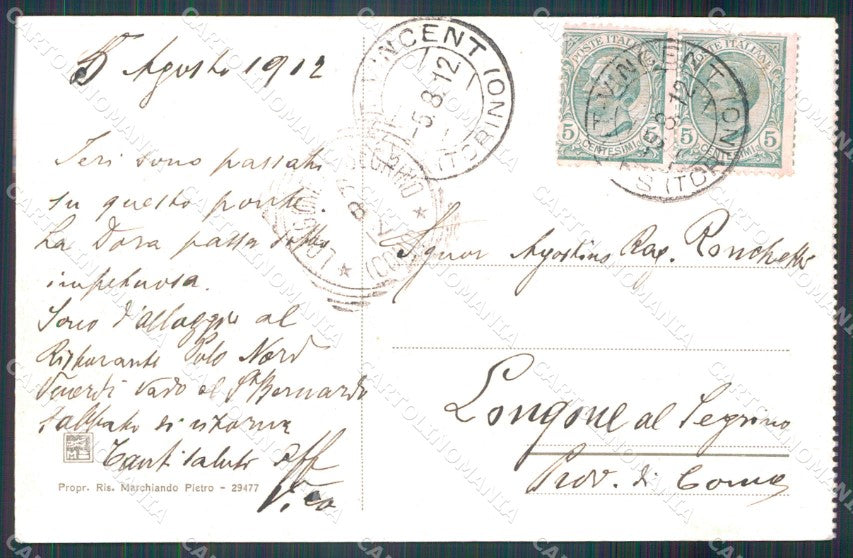 Aosta Saint Vincent Ponte delle Capre cartolina MT2777 – retro