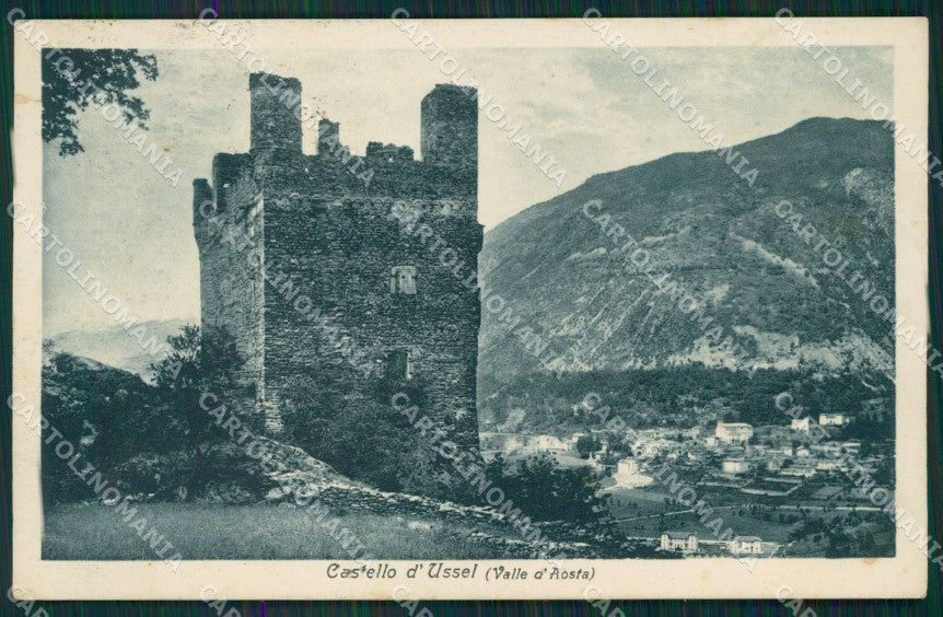 Aosta Chatillon Castello d'Ussel PIEGA cartolina MT2792 – fronte