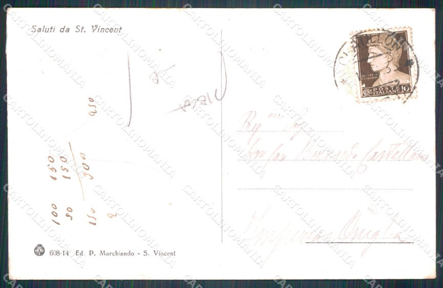 Aosta Chatillon Castello d'Ussel PIEGA cartolina MT2792 – retro