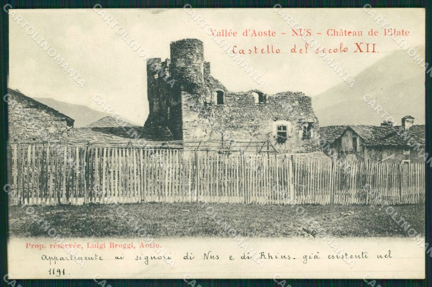Aosta Nus Castello di Pilate cartolina MT2837 – fronte