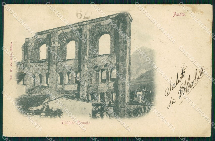 Aosta città Teatro Romano PIEGATA cartolina MT2866 – fronte