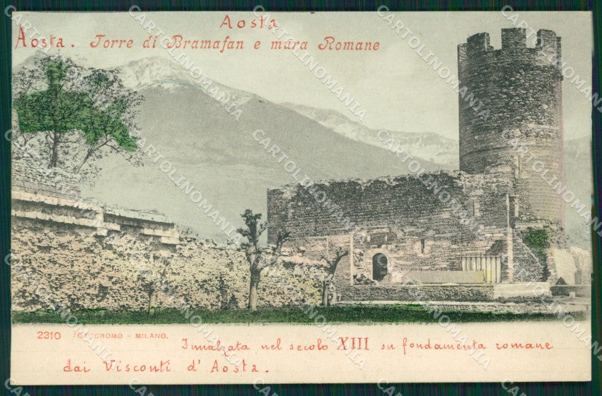 Aosta città Torre Bramafan Mura Romane cartolina MT2871 – fronte