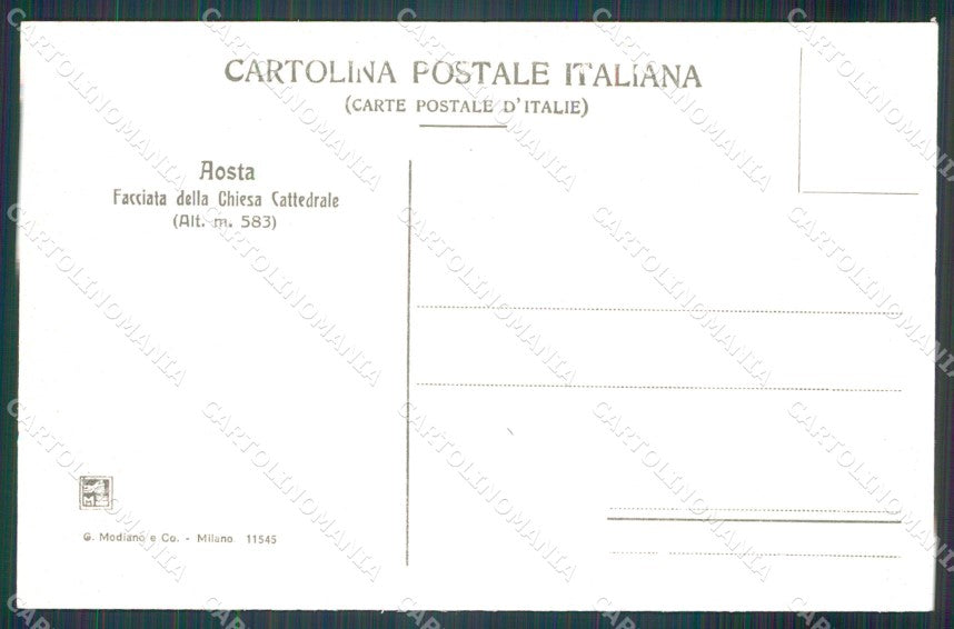 Aosta città Cattedrale cartolina MT2883 – retro