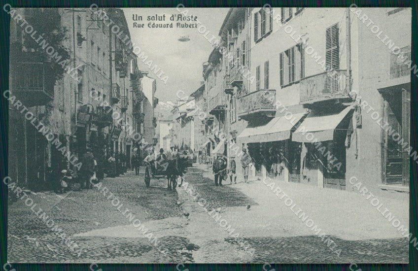 Aosta città Via Edoardo Rubert Carretto cartolina MT2893 – fronte