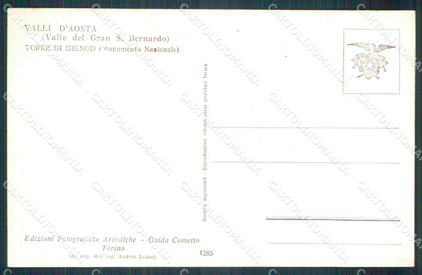 Aosta Gignod Torre di Foto cartolina MT2902 – retro