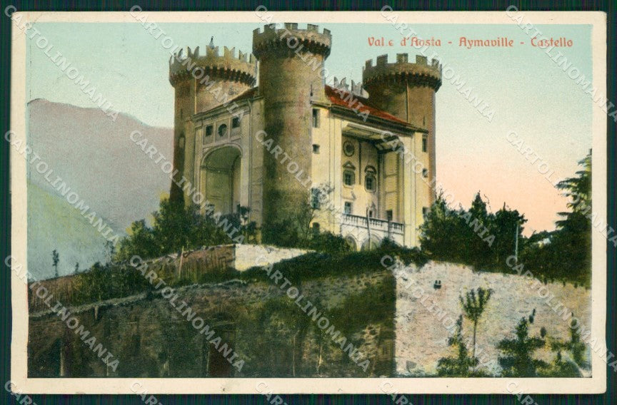Aosta Aymavilles Castello di PIEGA cartolina MT2914 – fronte