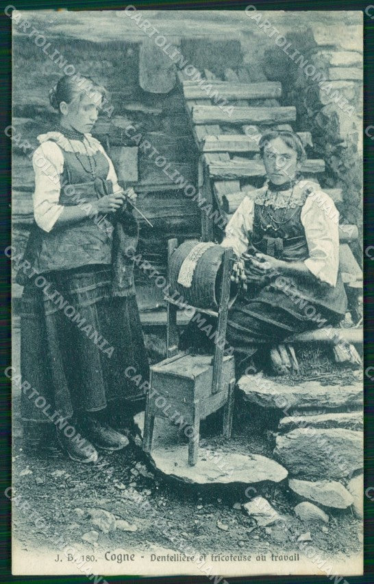 Aosta Cogne Costumi Ricamo Tombolo cartolina MT2928 – fronte