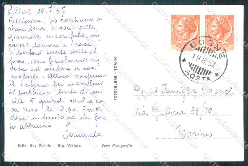 Aosta Cogne La Grivola Foto cartolina MT2929 – retro