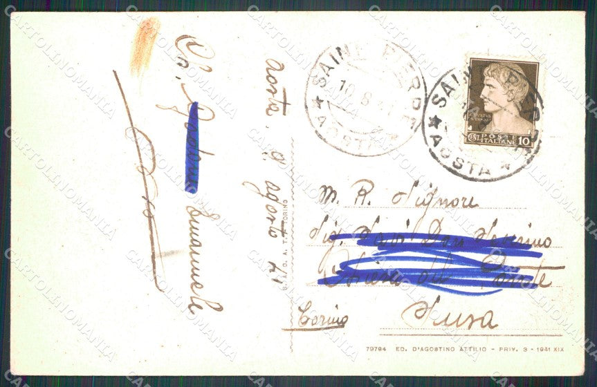 Aosta San Pietro Castello cartolina MT2944 – retro