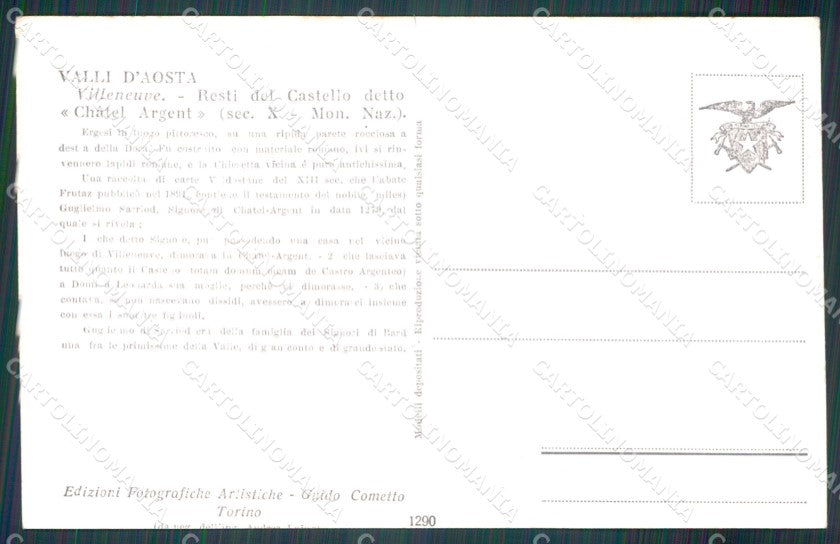 Aosta Villeneuve Castello d'Argento Foto cartolina MT2953 – retro