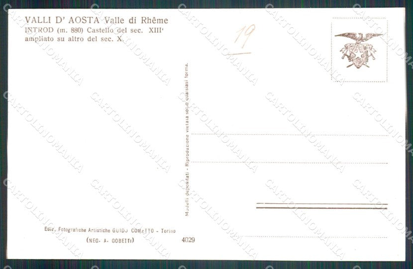 Aosta Introd Castello di Foto cartolina MT2959 – retro
