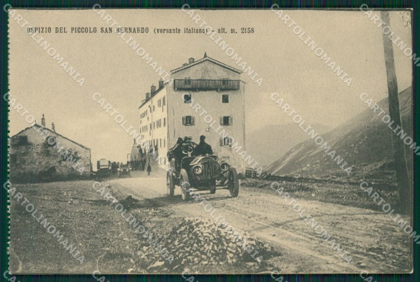 Aosta La Thuile Ospizio Mauriziano Piccolo San Bernardo Auto cartolina MT2990 – fronte