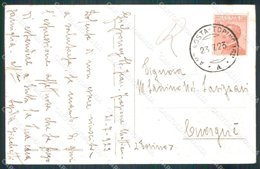 Aosta Gressoney Saint Jean Castello Savoia cartolina MT2998 – retro