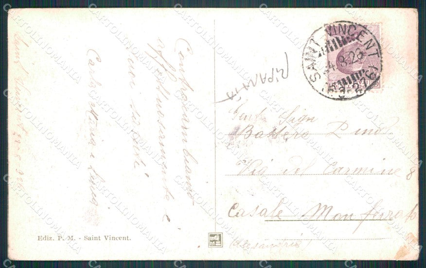 Aosta Saint Vincent Ponte delle Capre RIPARATA cartolina MT3004 – retro