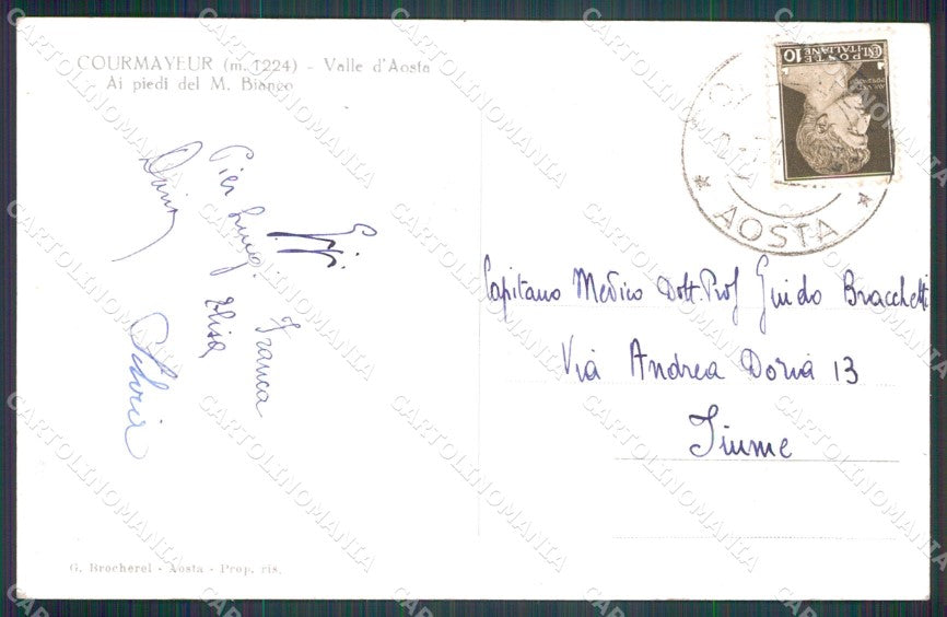 Aosta Courmayeur Catena Monte Bianco Foto cartolina MT3017 – retro