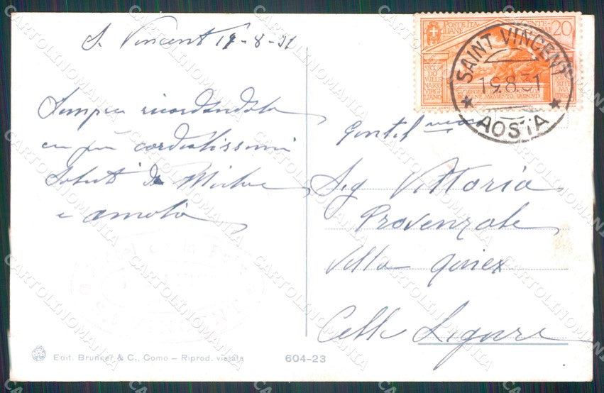 Aosta Courmayeur Catena Monte Bianco Costumi cartolina MT3020 – retro