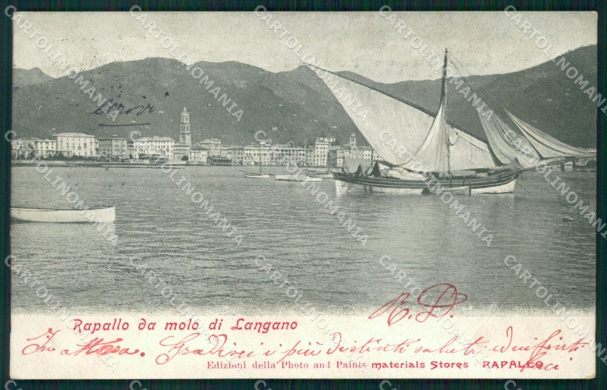 Genova Rapallo Molo di Langano Barca cartolina MT3052 – fronte